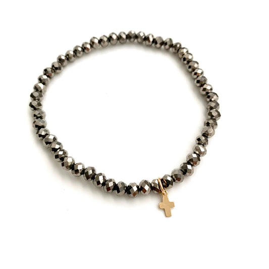 Luxe Grey Cross Beaded Bracelet