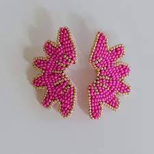 Pink with Gold Beaded Earrings